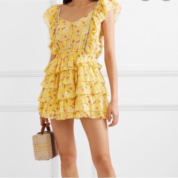 LoveShackFancy Phyllis Dress in Yellow - Picture 1 of 7